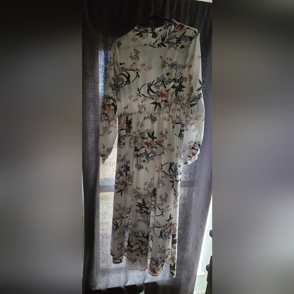 Long white with flowers dress